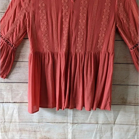 Embroidered Boho Floral Flowy Bell Sleeve Blouse - Picture 9 of 11